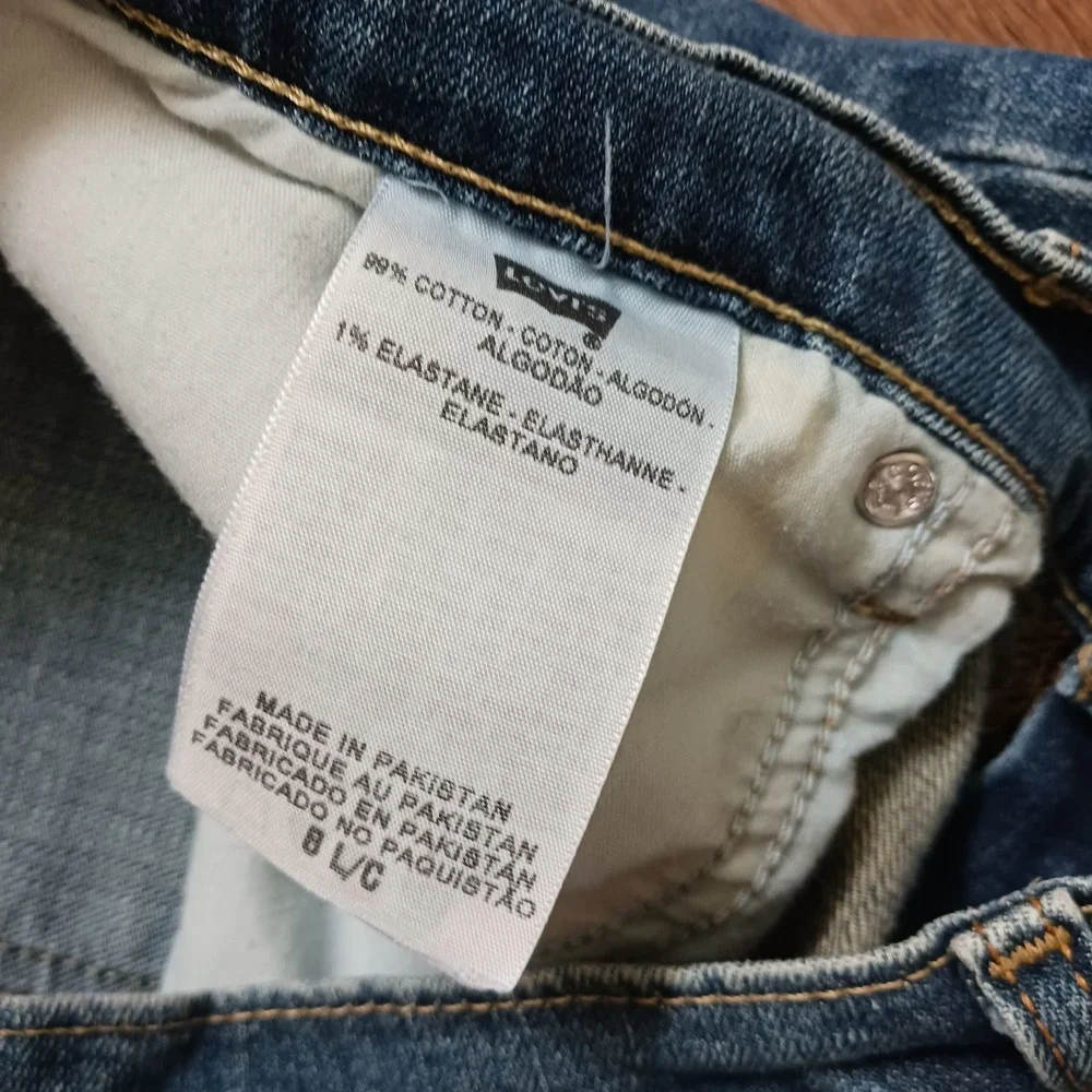 Levis 515 Bootcut Jeans Womens 8 L Distressed Flap Pocket Studded Denim 31 x 32
